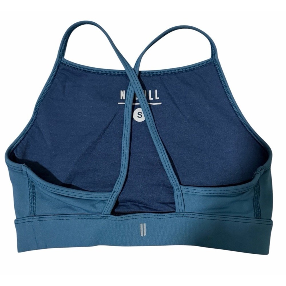 NoBull High Neck Sports Bra Steele Blue Activewear Yoga Women's Size Small - Picture 2 of 11